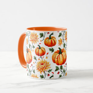Festliche Herbstkürbisse und Chrysanthemen Tasse