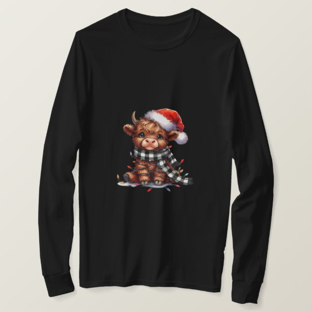 Festliche Hochlandkuh-Illustration T-Shirt (Design vorne)