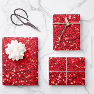 Festliche Imitate Roter Glitzer Party Weihnachten Geschenkpapier Set