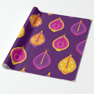 Festliche indische Diwali-Diya-Volkskunst Geschenkpapier