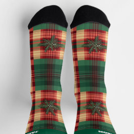 Festliche Karierte Weihnachtssocken mit Namen Socken