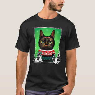 Festliche Katze mit hässlichem Weihnachts-Sweater T-Shirt