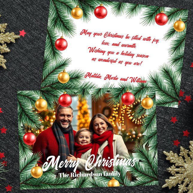 Festliche Kiefernzweige Baubles Foto Weihnachten (Von Creator hochgeladen)