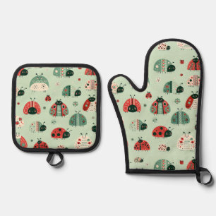 Festliche kleine Käfer Ofenhandschuh & Topflappen-Set