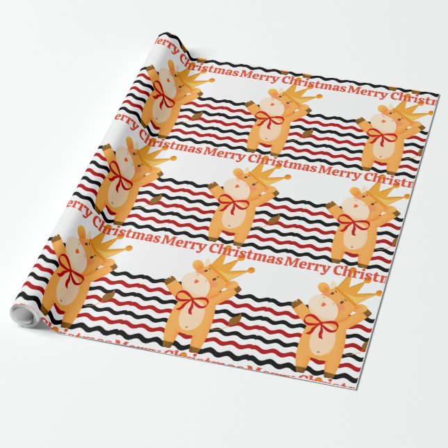 Festliche Kuh Weihnachten Hübsch und elegant Geschenkpapier (Ungerollt)