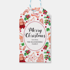 Festliche Lebkuchen Cookies Weihnachten Wasserfarb Geschenkanhänger
