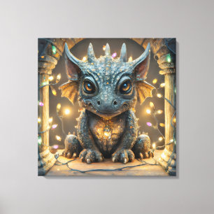 Festliche Lichter Chibi Gargoyle Dragon Leinwanddruck