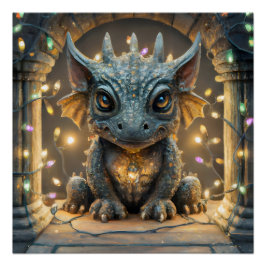 Festliche Lichter Chibi Gargoyle Dragon Poster