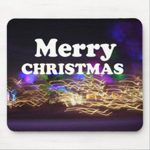 Festliche Lichtspuren Frohe Weihnachten Feuerwerk- Mousepad