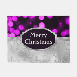 Festliche Lila Bokeh & Silver Glitzer Weihnachten Fußmatte