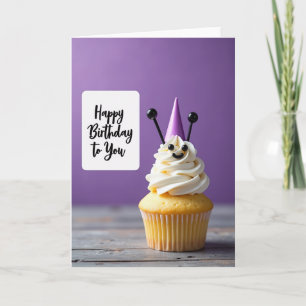 Festliche lila Cupcake-Karte Karte