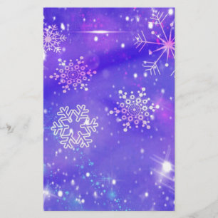 Festliche lila Schneeflocke hat WeihnachtsParty in Briefpapier