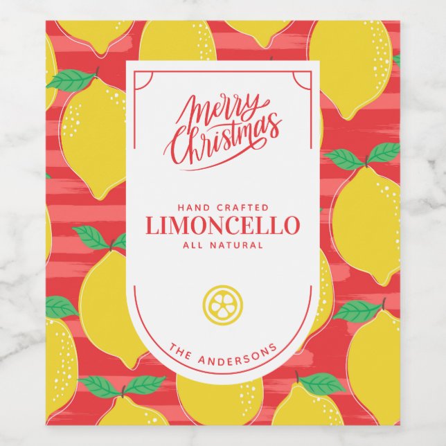 Festliche Limoncello Weihnachten Weinetikett (Einzelnes Label)