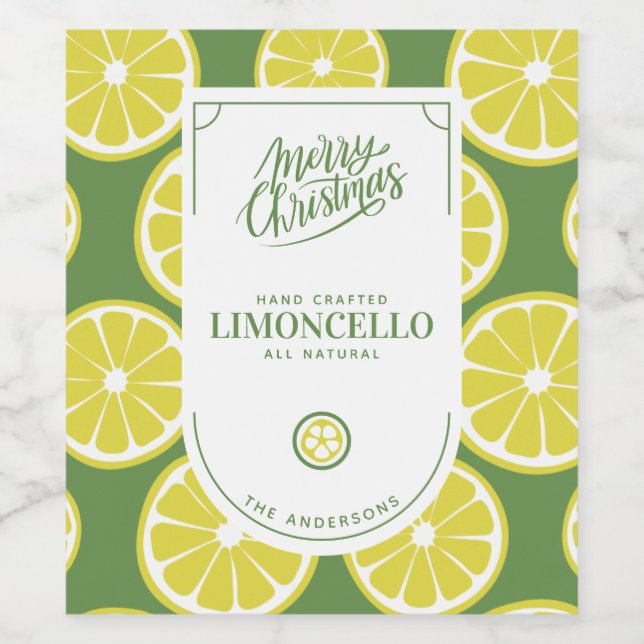 Festliche Limoncello Weihnachten Weinetikett (Einzelnes Label)