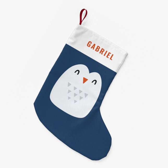 festliche, lustige niedliche Pinguin-personalisier Kleiner Weihnachtsstrumpf (Vorderansicht (hängend))
