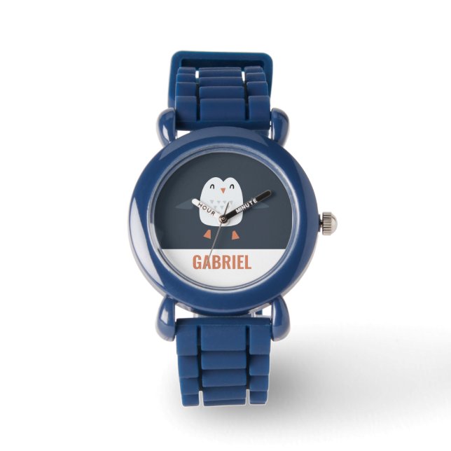 festliche lustige niedliche Pinguine personalisier Armbanduhr (Vorderseite)