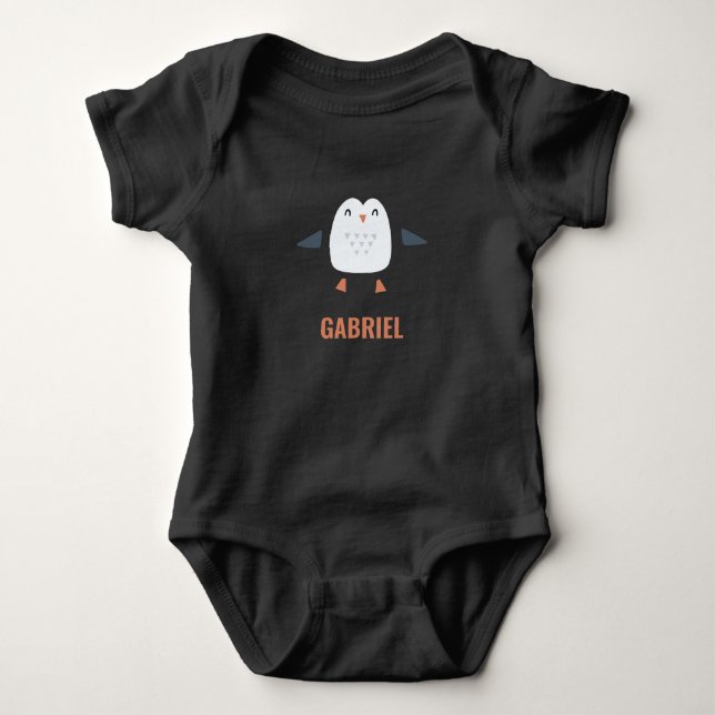 festliche lustige niedliche Pinguine personalisier Baby Strampler (Vorderseite)