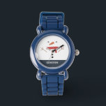 festliche lustige niedliche Schneemann personalisi Armbanduhr<br><div class="desc">festliches,  lustiges niedliches Snowman personalisiertes Kinderdesign</div>