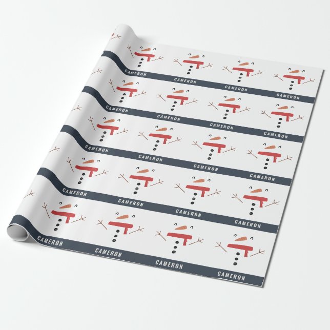 festliche lustige niedliche Schneemann personalisi Geschenkpapier (Ungerollt)