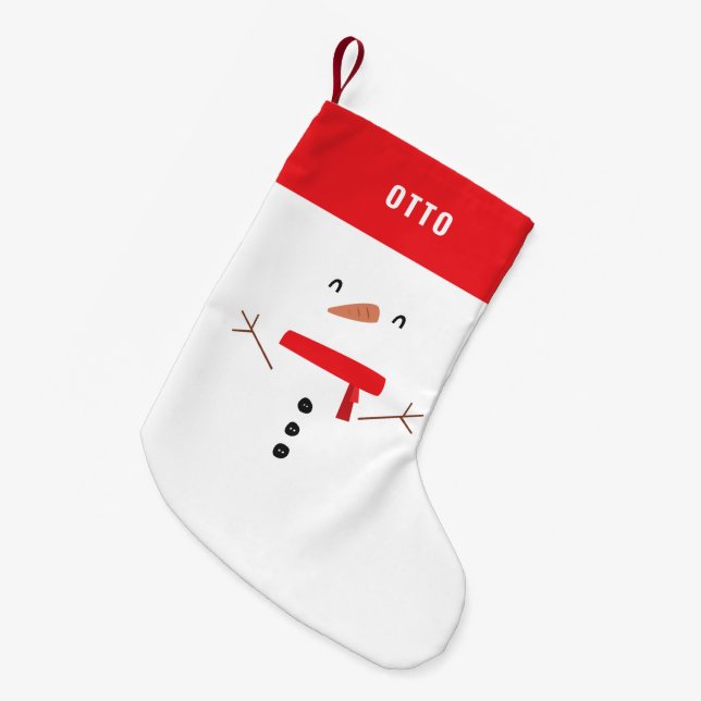 festliche lustige niedliche Schneemann personalisi Kleiner Weihnachtsstrumpf (Vorderansicht (hängend))