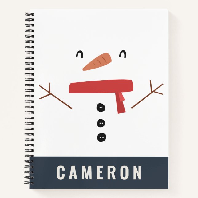 festliche lustige niedliche Schneemann personalisi Notizbuch (Vorderseite)