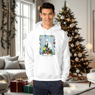 Festliche lustige Weihnachtsbaum lustige weiße Kat Hoodie