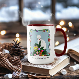 Festliche lustige Weihnachtsbaum lustige weiße Kat Tasse