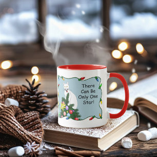 Festliche lustige Weihnachtsbaum lustige weiße Kat Tasse