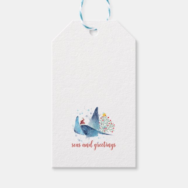 Festliche Manta Ray Seas und Grüße Geschenkanhänger (Vorderseite)