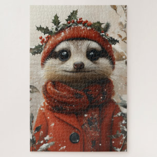 Festliche Meerkat im Winter Wunderland