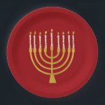Festliche Menorah Hanukkah Celestial Candle Ruby R Pappteller<br><div class="desc">Imitate Goldfolie menorah Kerzen für Ihre Hanukka Feier. Whimsical menorah Illustration mit weißen Sternen bedeckte Himmelskerzen auf einem Imitat Gold menorah Kerzenständer. Menorah elegante Sterne Hanukkah illustrierte Design Geschenke und Papierprodukte.</div>