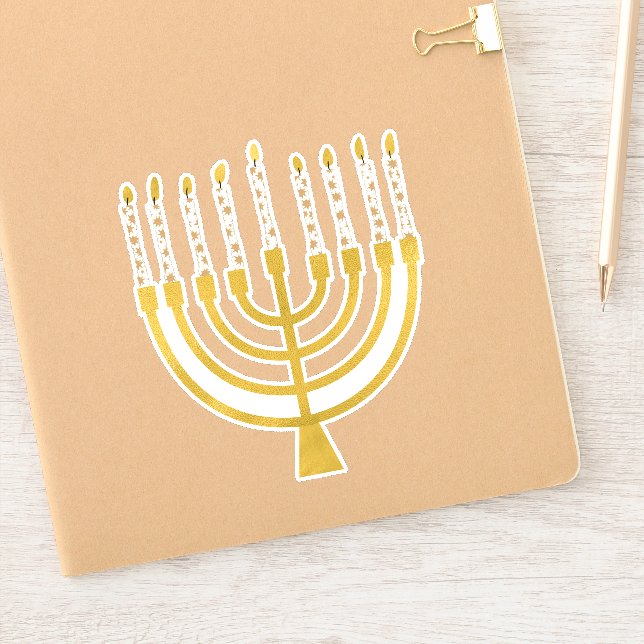 Festliche Menorah Hanukkah Celestial Candles Elega Aufkleber (Notizbuch)