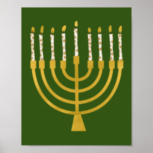 Festliche Menorah Hanukkah Celestial Kerzen Zeichn Poster