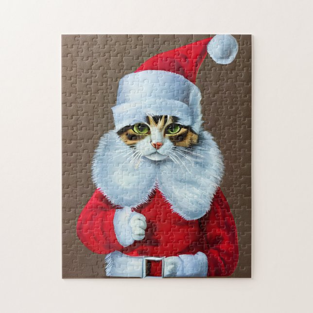 Festliche Meowy Weihnachtskat Jigsaw Puzzle (Vertikal)