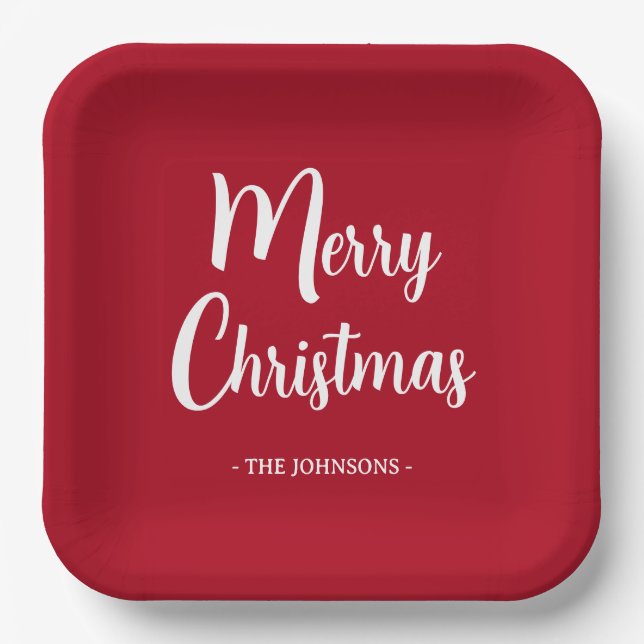Festliche Minimalistische Weihnachtsschrift Pappteller (Vorderseite)