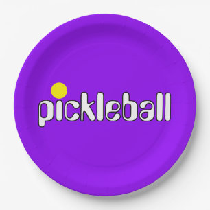 Festliche Mod PICKLEBALL Text Lila Hintergrund Pappteller