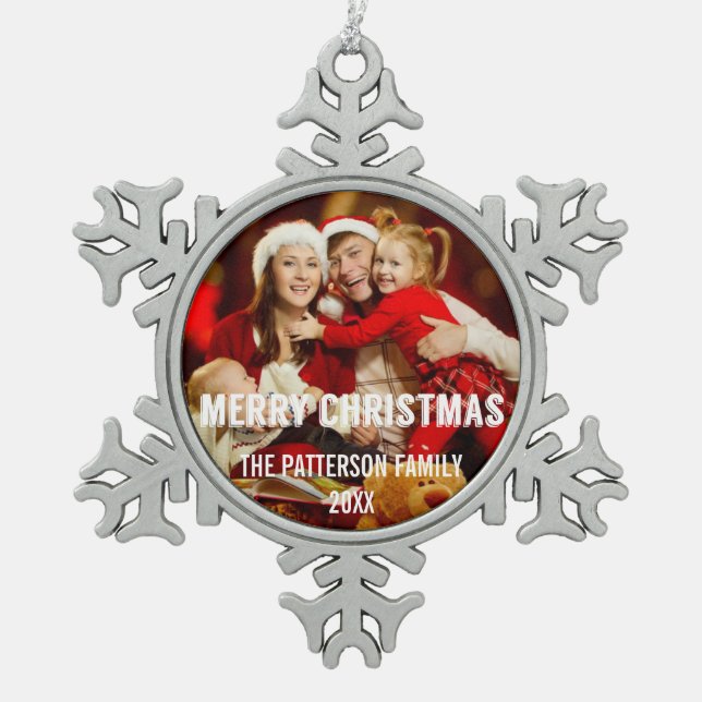 Festliche Moderne frohe Weihnachts-Foto Ornament (Vorderseite)