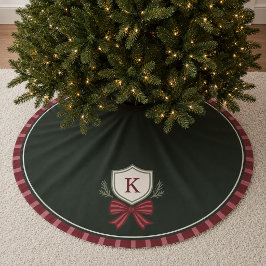 Festliche moderne Monogramm-Wappen-Weihnachtsbaum- Polyester Weihnachtsbaumdecke