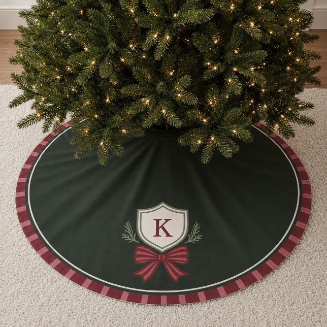 Festliche moderne Monogramm-Wappen-Weihnachtsbaum- Polyester Weihnachtsbaumdecke (Von Creator hochgeladen)