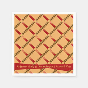 Festliche Ocker-Retro-Seil-Karo-Halloween-Party Serviette