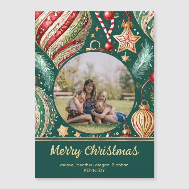 Festliche Ornamente Foto Magnet (Vorderseite)