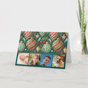 Festliche Ornamente Vier Foto Feiertagskarte