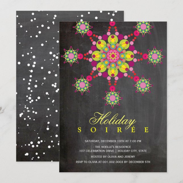 Festliche Ornamentik-Chalkboard Feierlichkeiten Ei Einladung (Vorne/Hinten)
