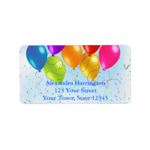 Festliche Party Balloons, Confetti Adressaufkleber