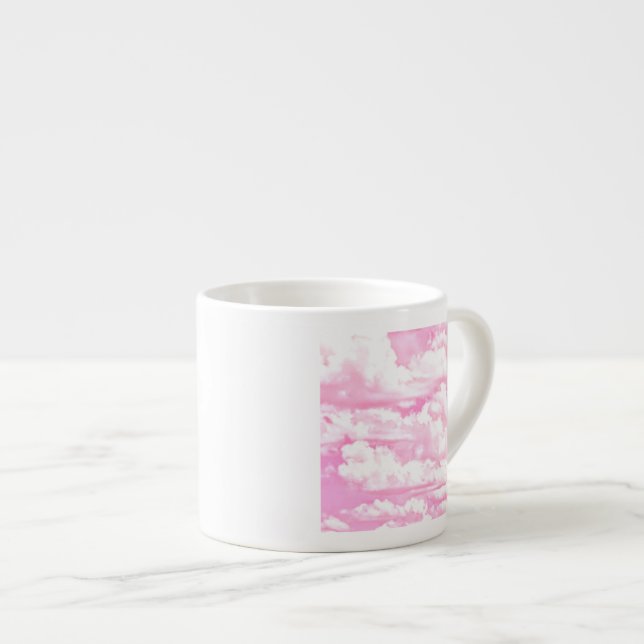 Festliche Pastellrosa-glückliche Wolken Espressotasse (Vorderseite Rechts)