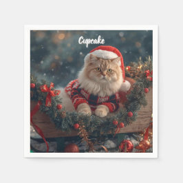 Festliche Persische Katze Weihnachten Serviette