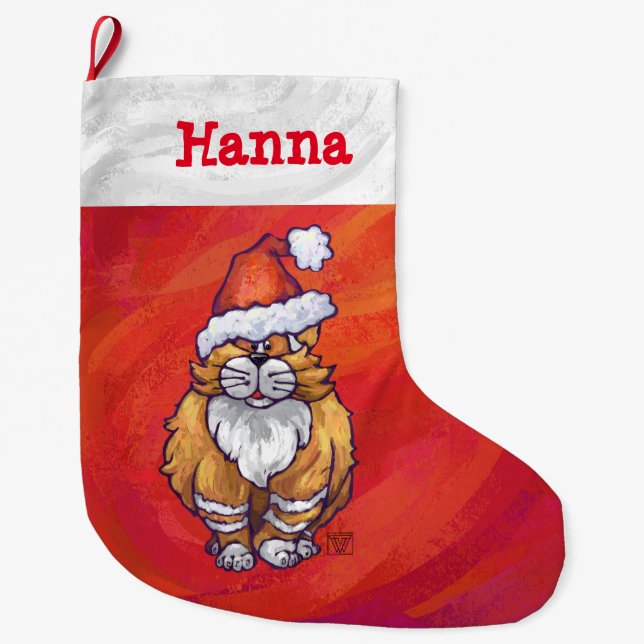Festliche Personalisierte Ingwer Weihnachten Großer Weihnachtsstrumpf (Vorderseite)