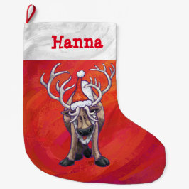 Festliche Personalisierte Rentierweihnachtszeit Großer Weihnachtsstrumpf