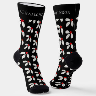 Festliche Personalisierte Stechpalmen-Beeren-Schwa Socken