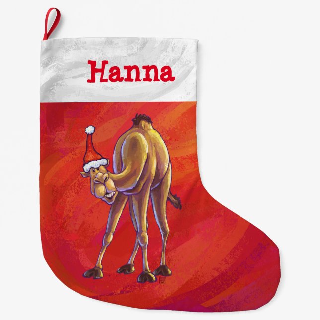 Festliche Personalisierte Weihnachten in Camel Großer Weihnachtsstrumpf (Vorderseite)